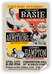 Vintage Basie, Satchmo & Hampton Convention Hall Poster from www.retrophilly.com