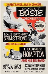 Vintage Basie, Satchmo & Hampton Convention Hall Poster from www.retrophilly.com