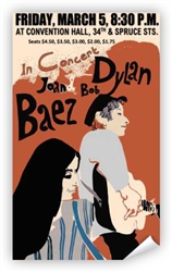 Vintage Bob Dylan & Joan Baez Philadelphia 1965 Poster from www.retrophilly.com