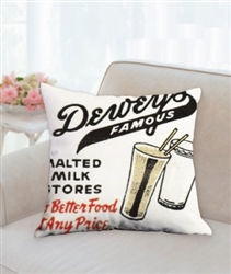 Vintage Dewey's Throw Pillow from www.retrophilly.com