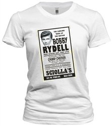Vintage ad of Bobby Rydell appearance at Sciolla's Nightclub t-shirt exclusively from www.retrophilly.com