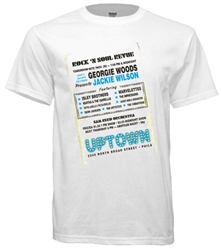 Vintage Georgie Woods Presents at Philadelphia's Uptown Theater Vintage T-Shirt--Jackie Wilson, Patti Labelle, The Isley Brothers, The Marvelletes, Martha & The Vandellas, The Impressions from www.retrophilly.com