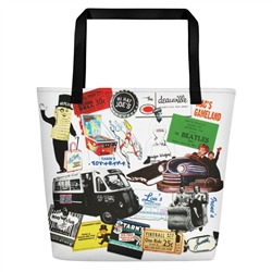 Vintage Atlantic City Icons Beach Bag from www.retrophilly.com