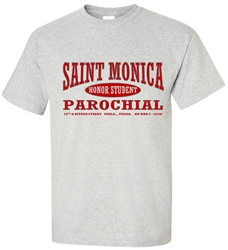 Vintage St Monica Parochial Philadelphia Old School T-Shirt from www.retrophilly.com